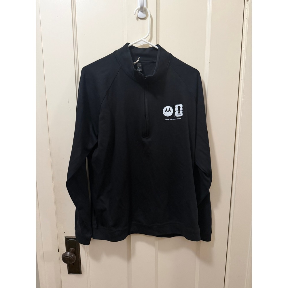 Adidas A598 Club QZ Quarter Zip Sweatshirt Black FIFA Motorola Partner Mens L